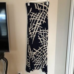 Navy and Cream DNA Couture Maxi Skirt.
